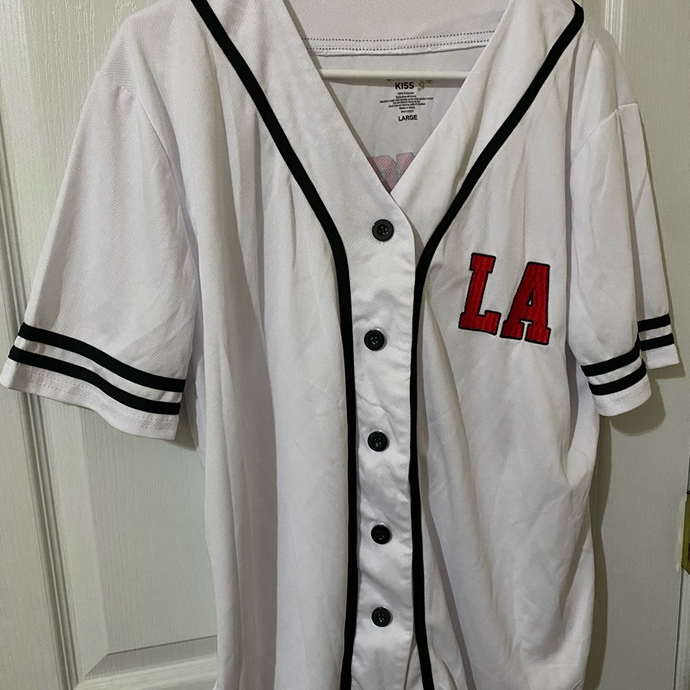 LA White Baseball Jersey